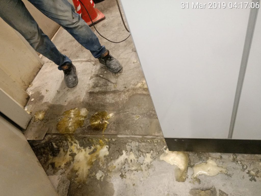 Water ingress under screed